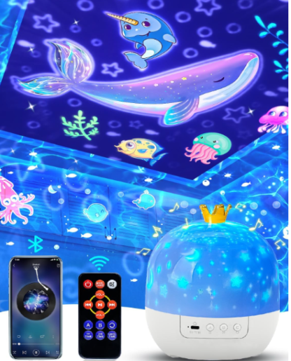 Projector Night Light for Kids Bedroom, Ceiling, Remote Control & Bluetooth Speaker