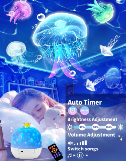 Projector Night Light for Kids Bedroom, Ceiling, Remote Control & Bluetooth Speaker - Image 3