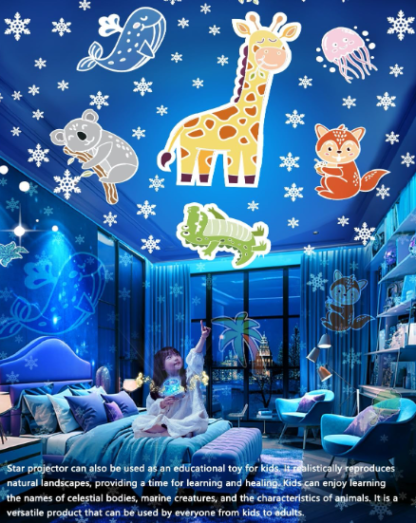 Projector Night Light for Kids Bedroom, Ceiling, Remote Control & Bluetooth Speaker - Image 4