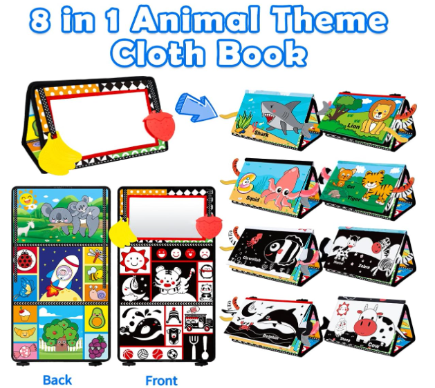 8 In 1 Animal Cloth Book Tummy Time